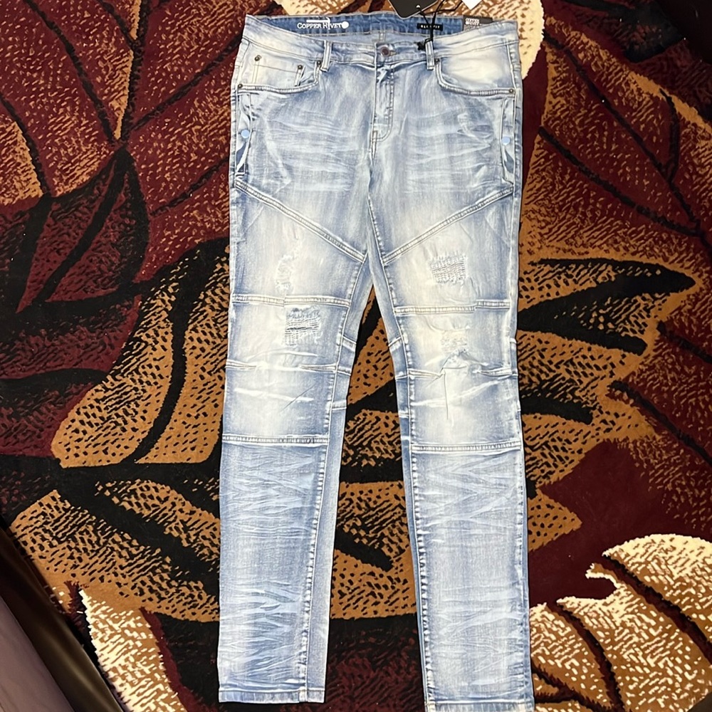 Copper rivet blue jeans